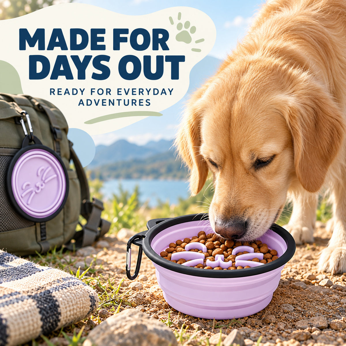 Collapsible Silicone Pet Bowl Set, 13 Styles, By GAVPEPY image 6 - 05-Travel-Ready.jpg