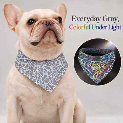 GAVPEPY Polyester Reflective Pattern Pet Bandana, Sizes S, M, L, Gray, for photos, celebrations, walks and everyday pet outfits; a neckwear accessory for everyday outfits, portraits and special occasions image 5 - 05-佩戴效果.jpg