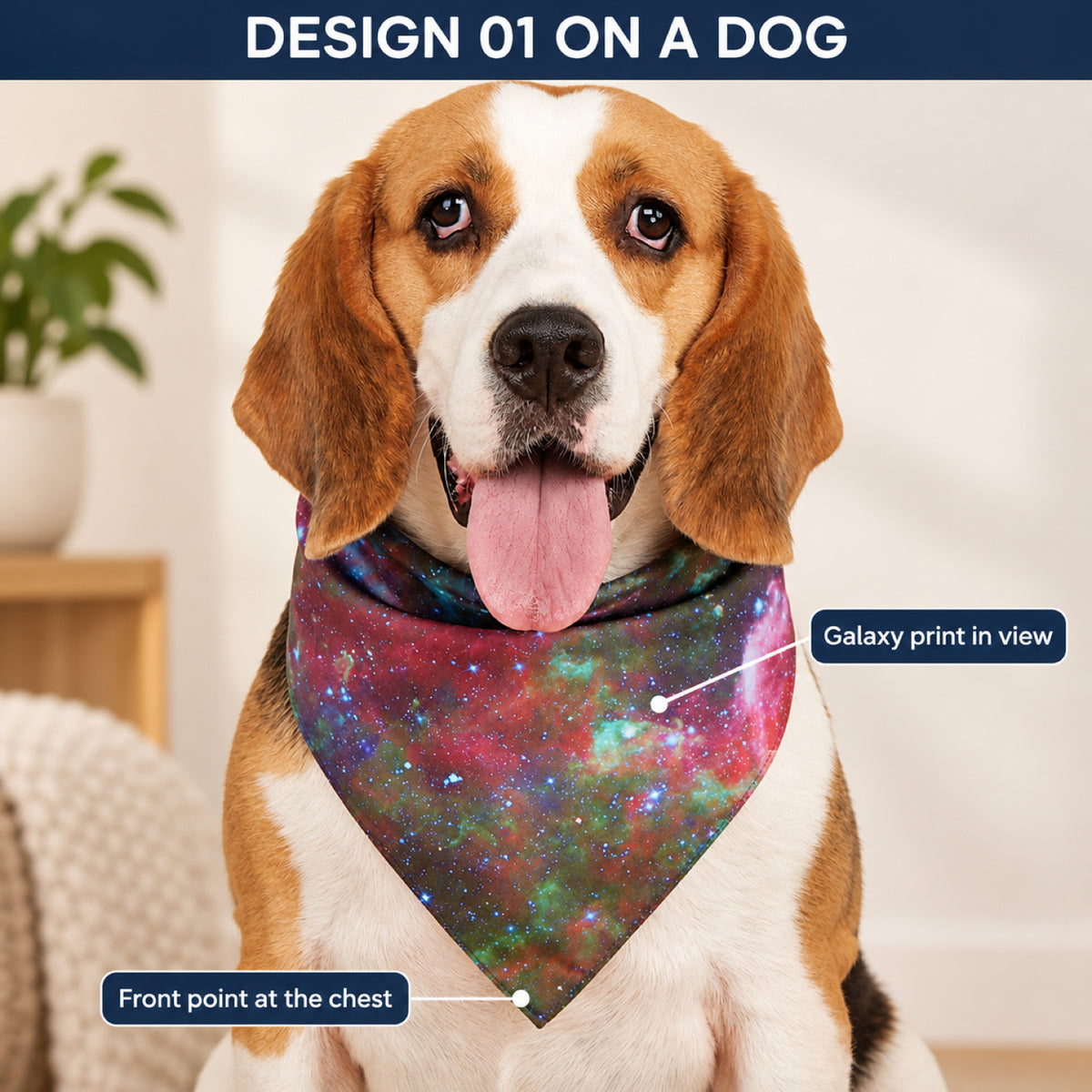 GAVPEPY Polyester Galaxy Print Pet Bandana, Size L, as pictured, for pet photos, outings and celebrations; decorative neckwear with the selected print and fit shown in the product photos; review the selected variant photo for details image 5 - 05-真实佩戴.jpg