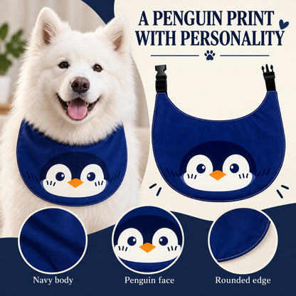 GAVPEPY Polyester Cartoon Face Pet Bib, Sizes XXL, XL, L, M, S, Yellow, Blue, Green, for photos, celebrations, walks and everyday pet outfits; a neckwear accessory for everyday outfits, portraits and special occasions image 5 - 05-企鹅佩戴.jpg