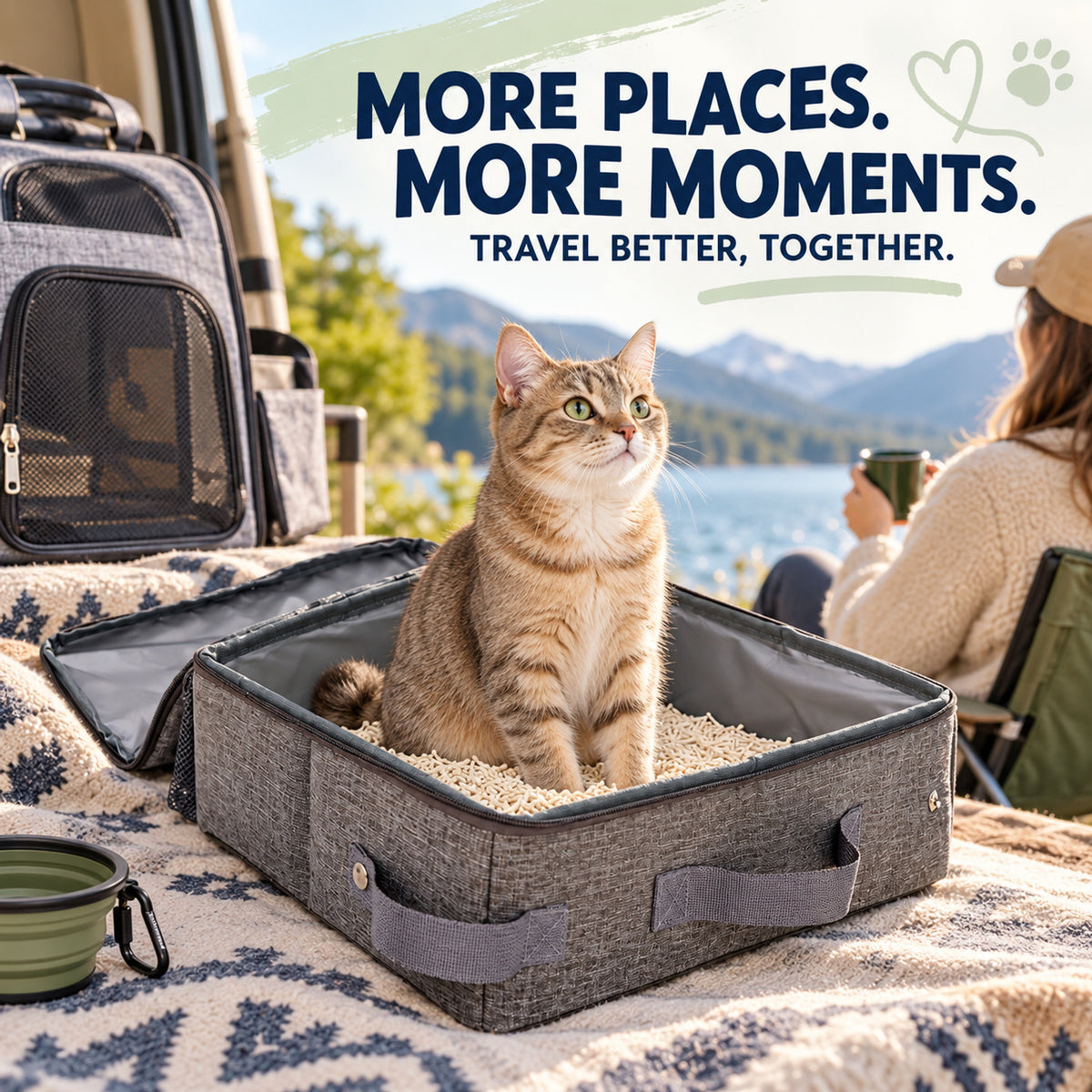 Foldable Travel Litter Box with Scoop, 3 Sizes, By GAVPEPY image 7 - 06-Lifestyle.jpg