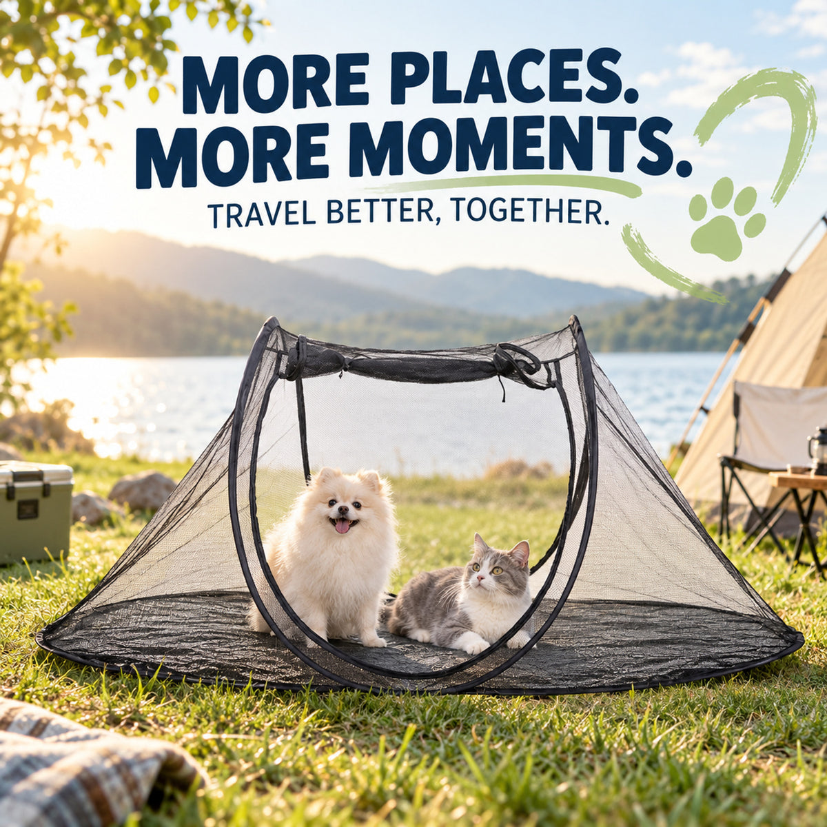 Foldable Green Pet Travel Tent, 3 Configurations, By GAVPEPY image 7 - 06-Lifestyle.jpg
