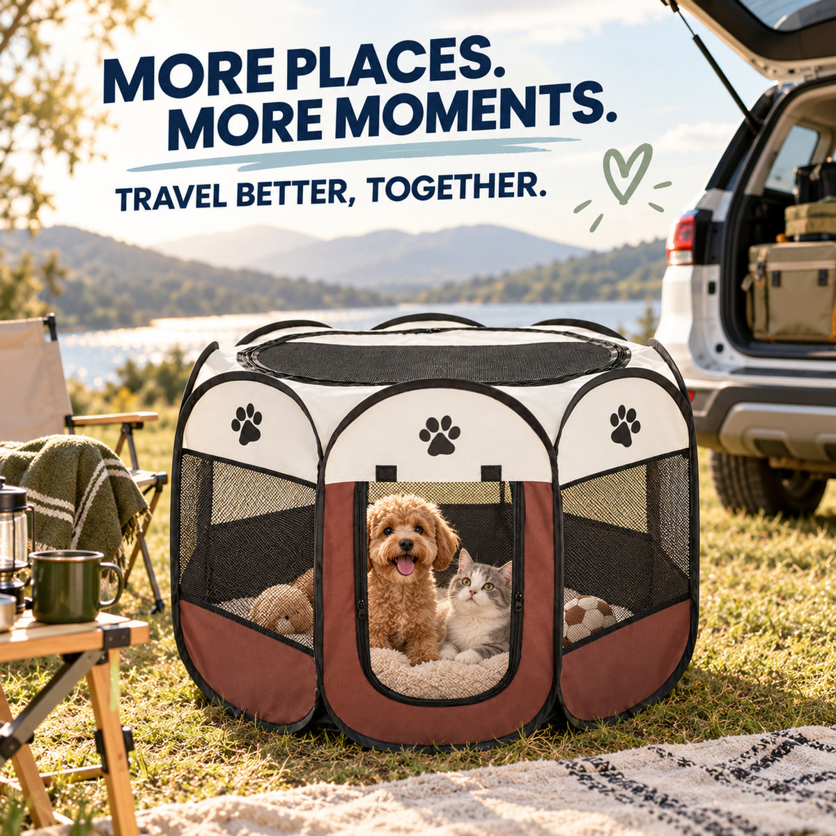 Foldable Pet Playpen, 6 Colors, 3 Sizes & 2 Packages, By GAVPEPY image 7 - 06-Lifestyle.jpg