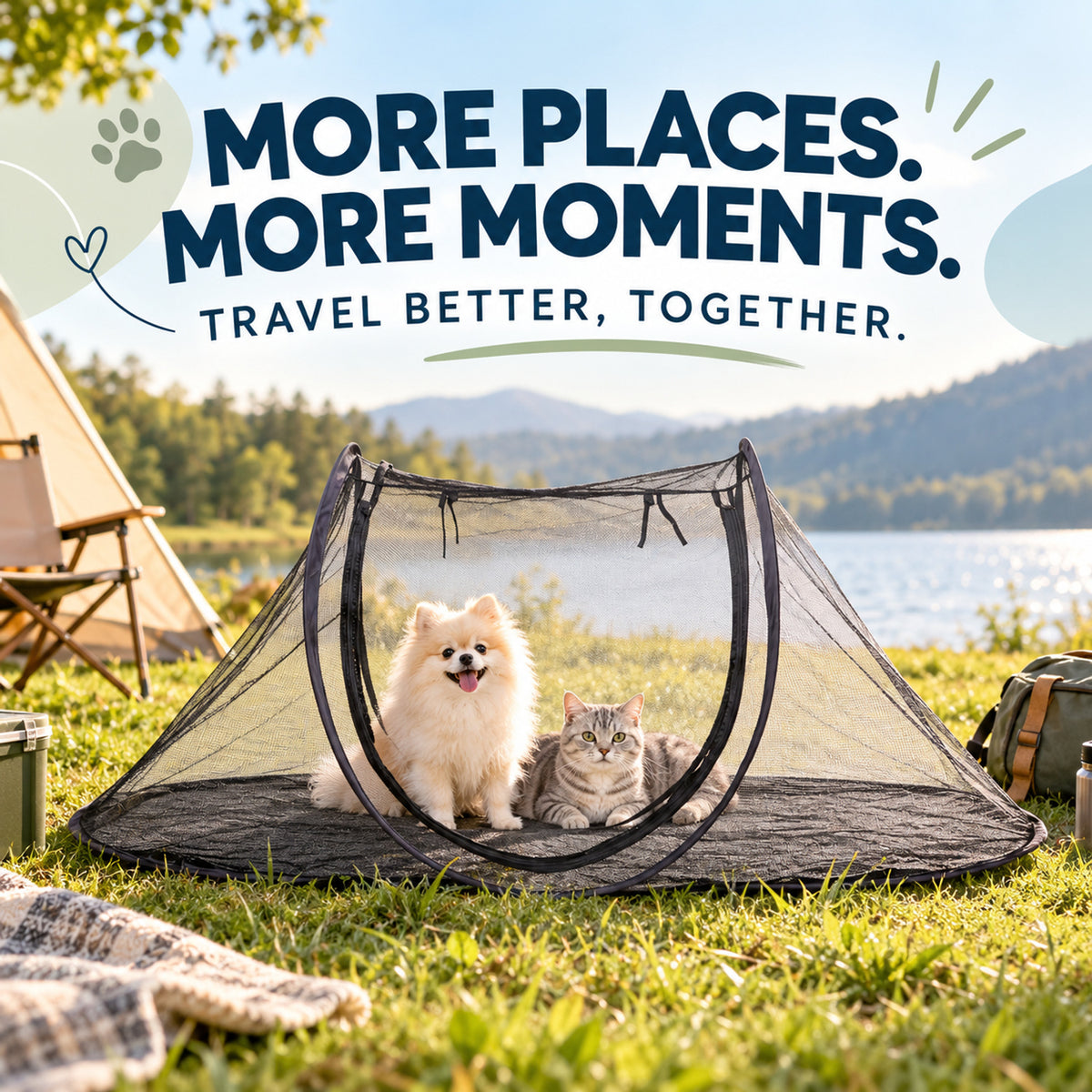 Foldable Oval Pet Travel Tent, 2 Sizes, By GAVPEPY image 7 - 06-Lifestyle.jpg