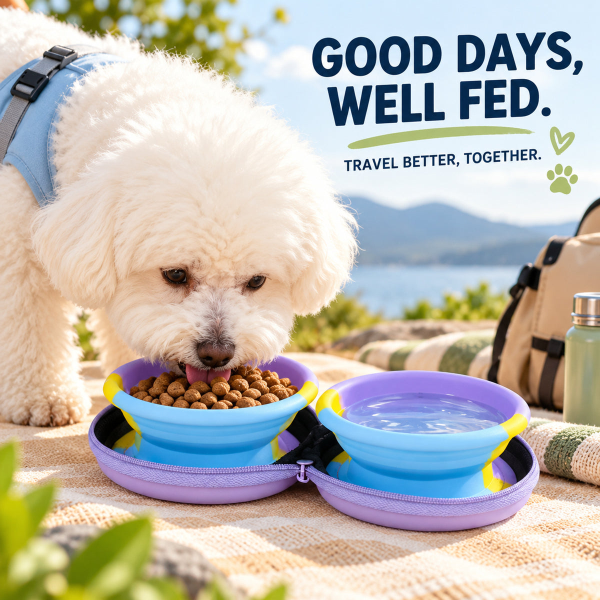 Mini Collapsible Silicone Double Pet Bowl, By GAVPEPY image 7 - 06-Lifestyle.jpg