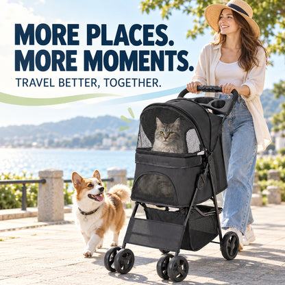 Foldable Pet Stroller with Tray, 2 Colors, By GAVPEPY image 7 - 06-Lifestyle.jpg