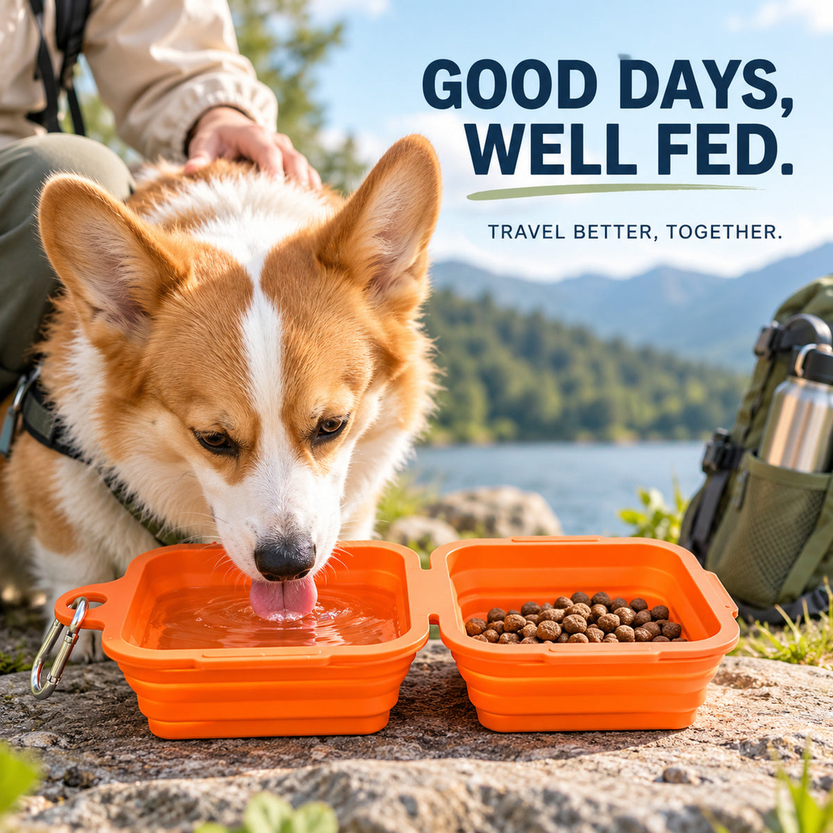 600 ml Collapsible Silicone Double Pet Bowl, 4 Colors, By GAVPEPY image 7 - 06-Lifestyle.jpg