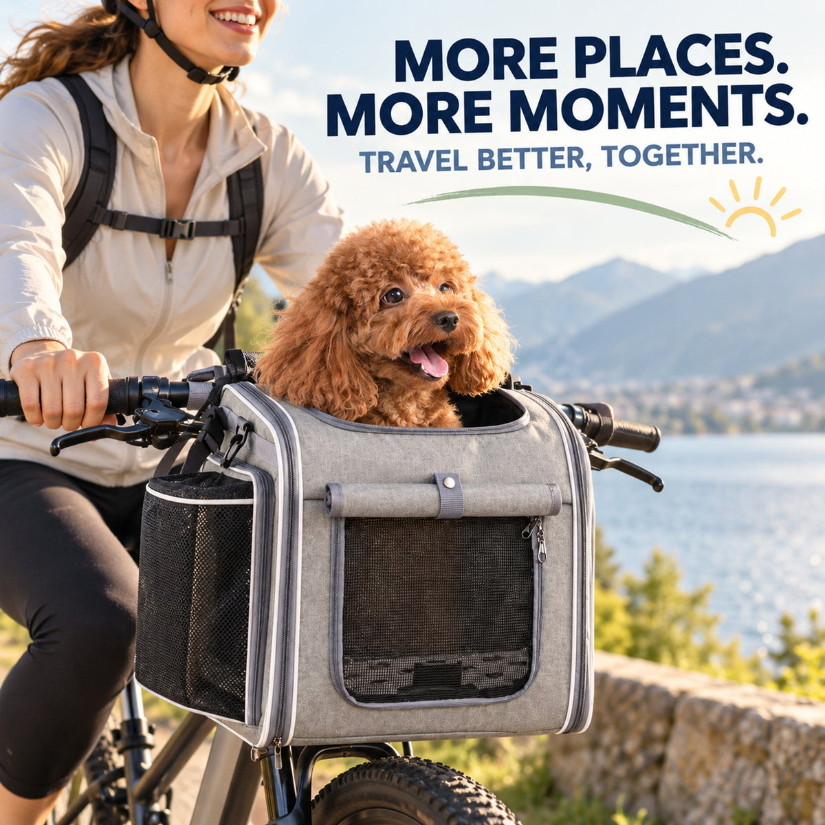 Foldable Front Bicycle Pet Carrier, 37 x 26 x 33 cm, By GAVPEPY image 7 - 06-Lifestyle.jpg