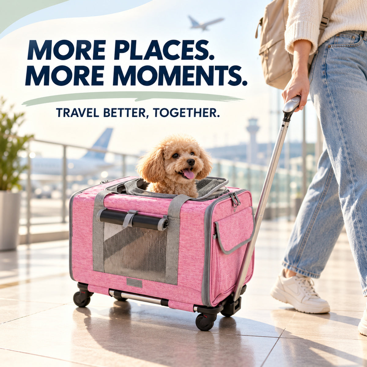 Soft-Sided Rolling Pet Carrier, 4 Colors & 2 Configurations, By GAVPEPY image 7 - 06-Lifestyle.jpg