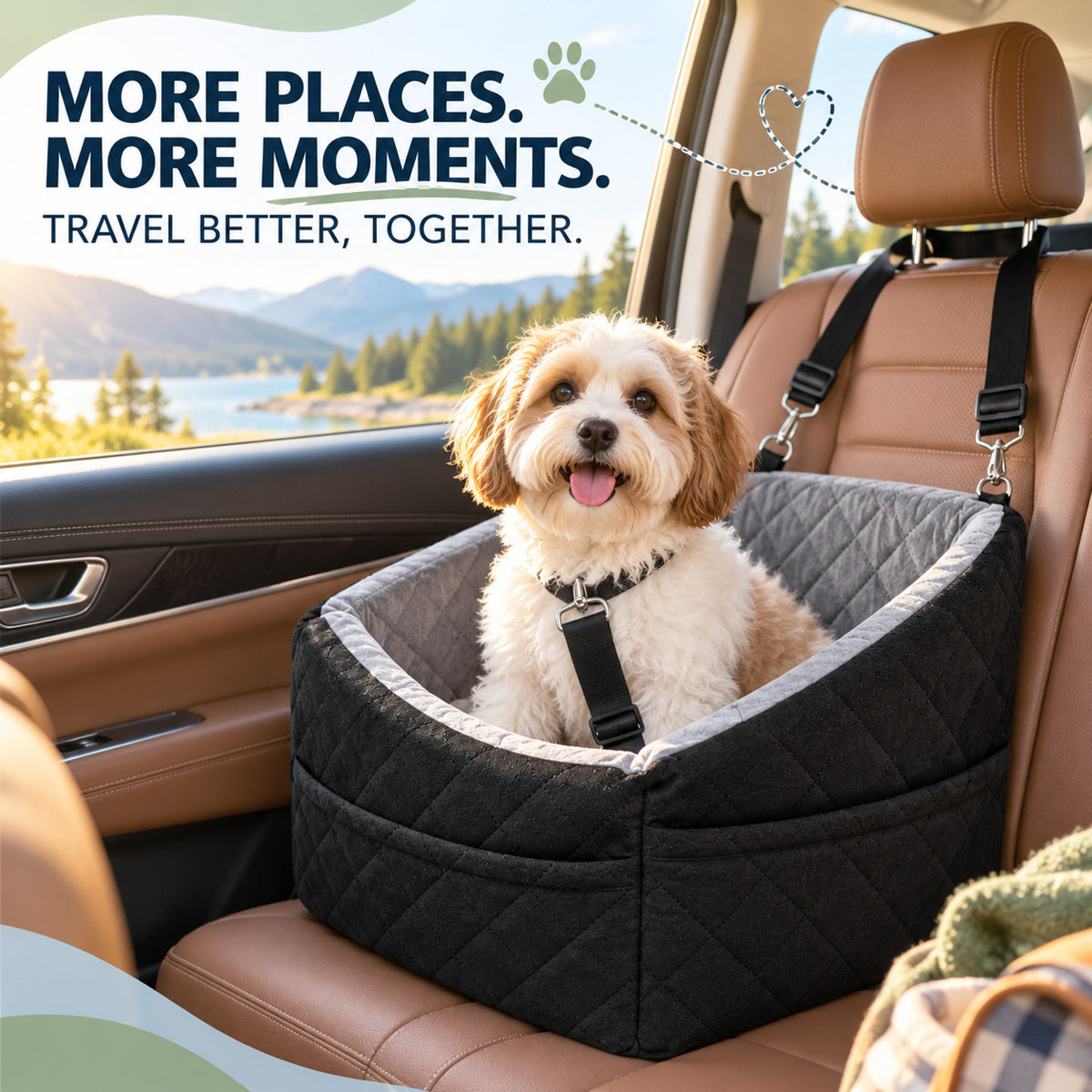 Plush Pet Car Seat and Travel Bed, 3 Colors, By GAVPEPY image 7 - 06-Lifestyle.jpg