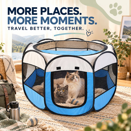 Foldable Oxford Fabric Pet Playpen, 2 Colors & 3 Sizes, By GAVPEPY image 7 - 06-Lifestyle.jpg