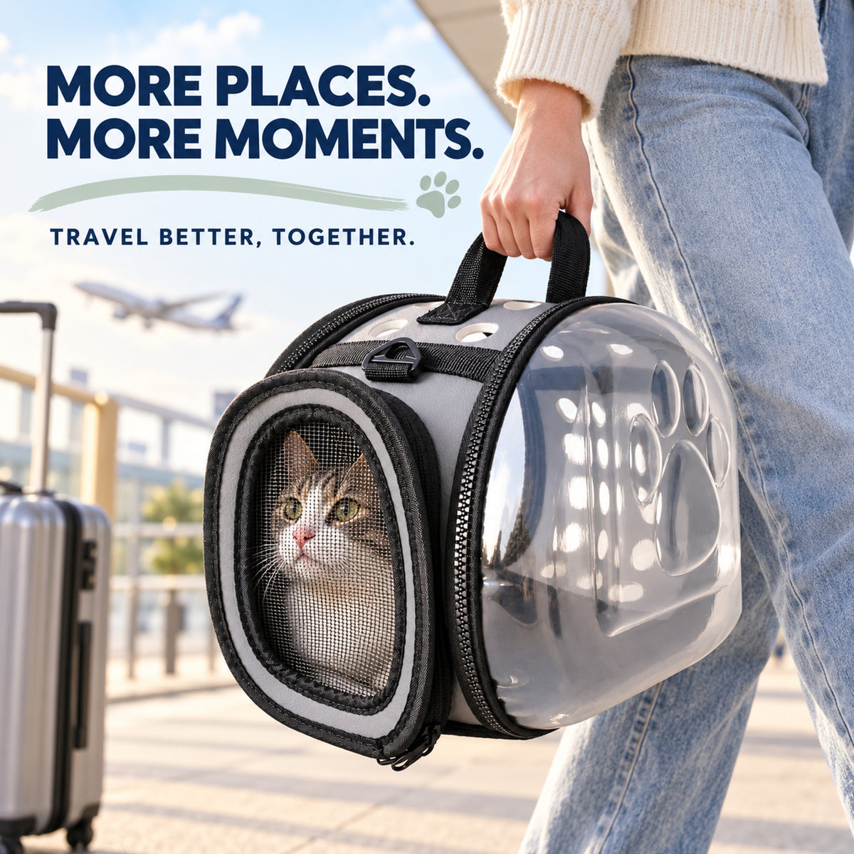 Soft-Sided Cat Travel Carrier, 6 Colors & 2 Sizes, By GAVPEPY image 7 - 06-Lifestyle.jpg