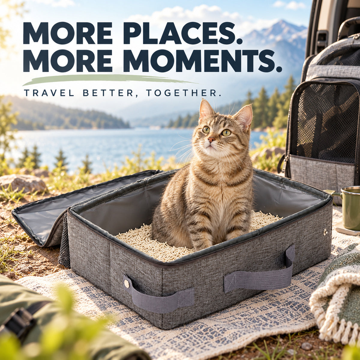 Foldable Travel Litter Box with Scoop, 30 x 30 x 11 cm, By GAVPEPY image 7 - 06-Lifestyle.jpg