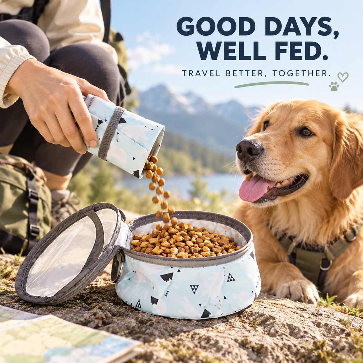 Portable Collapsible Silicone Pet Bowl, 2 Colors, By GAVPEPY image 7 - 06-Lifestyle.jpg