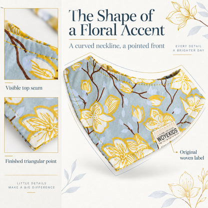 GAVPEPY Cotton Floral Pet Bandana, Sizes S, M, L, Yellow, Pink, for pet photos, outings and celebrations; decorative neckwear with the selected print and fit shown in the product photos; review the selected variant photo for details image 6 - 06-三角轮廓.jpg
