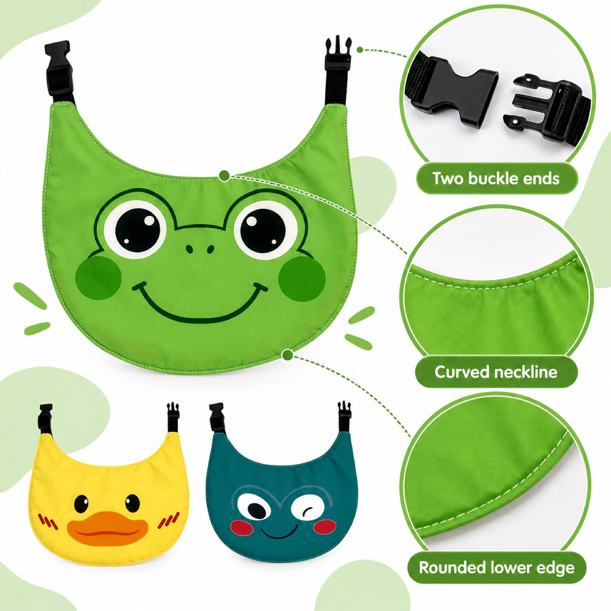 GAVPEPY Polyester Cartoon Face Pet Bib, Sizes XXL, XL, L, M, S, Yellow, Blue, Green, for photos, celebrations, walks and everyday pet outfits; a neckwear accessory for everyday outfits, portraits and special occasions image 6 - 06-插扣结构.jpg