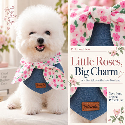 GAVPEPY Polyester Gingham Bow Pet Bib, Sizes S, M, Red, for pet photos, outings and celebrations; decorative neckwear with the selected print and fit shown in the product photos; review the selected variant photo for details image 6 - 06-玫瑰佩戴.jpg