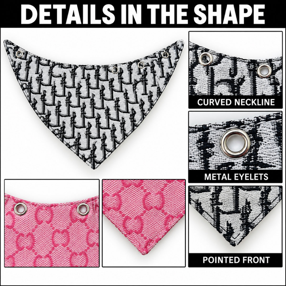 GAVPEPY Polyamide Adjustable Printed Pet Bandana, Sizes S, M, L, Khaki, Pink, for photos, celebrations, walks and everyday pet outfits; a neckwear accessory for everyday outfits, portraits and special occasions image 6 - 06-孔眼廓形.jpg