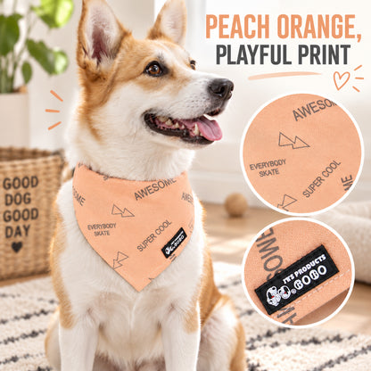 GAVPEPY Printed Pet Bandana, Sizes Small, Large, Yellow, Blue, Orange, Green, for photos, celebrations, walks and everyday pet outfits; a neckwear accessory for everyday outfits, portraits and special occasions image 6 - 06-橘款穿搭.jpg