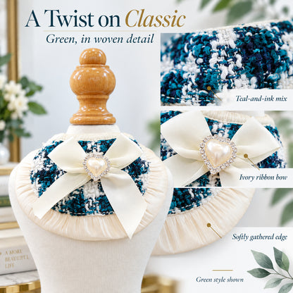GAVPEPY Polyester Bow-Trim Pet Bib, Size S, 5 color or pattern options, for photos, celebrations, walks and everyday pet outfits; a neckwear accessory for everyday outfits, portraits and special occasions image 6 - 06-绿色造型.jpg