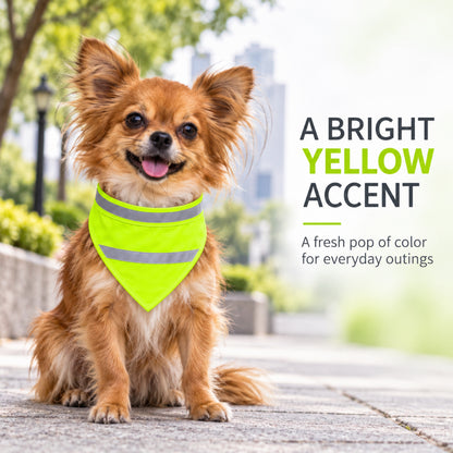 GAVPEPY Polyester Reflective Orange Pet Bandana, Sizes Large, Medium, Small, Orange, Yellow, for photos, celebrations, walks and everyday pet outfits; a neckwear accessory for everyday outfits, portraits and special occasions image 6 - 06-黄色佩戴.jpg