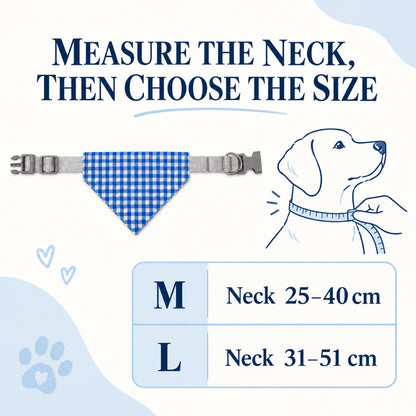 GAVPEPY Cotton-polyester blend Gingham Buckle Pet Bandana, Sizes M, L, Red, Blue, Black, for photos, celebrations, walks and everyday pet outfits; a neckwear accessory for everyday outfits, portraits and special occasions image 6 - 06-尺码选择.jpg