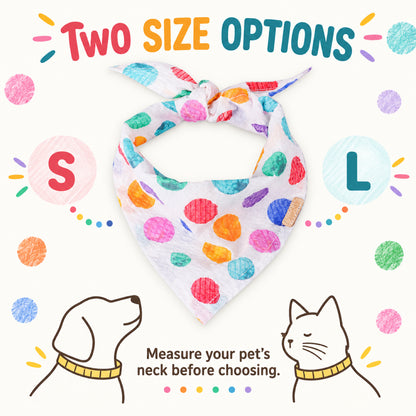 GAVPEPY Cotton Rainbow Dot Pet Bandana, Sizes S, L, as pictured, for pet photos, outings and celebrations; decorative neckwear with the selected print and fit shown in the product photos; review the selected variant photo for details image 7 - 07-SL尺码选择.jpg