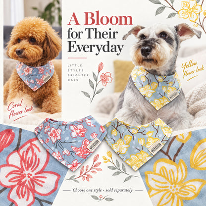 GAVPEPY Cotton Floral Pet Bandana, Sizes S, M, L, Yellow, Pink, for pet photos, outings and celebrations; decorative neckwear with the selected print and fit shown in the product photos; review the selected variant photo for details image 7 - 07-花色画册.jpg