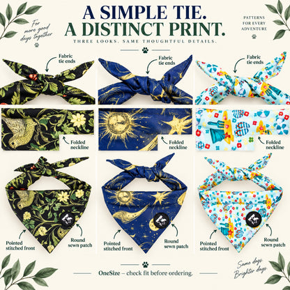 GAVPEPY Polyester Floral Print Pet Bandana, Size One Size, Green, for pet photos, outings and celebrations; decorative neckwear with the selected print and fit shown in the product photos; review the selected variant photo for details image 7 - 07-系结结构.jpg