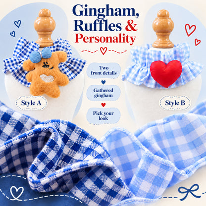 GAVPEPY Polyester Gingham Bear Pet Bib, Size S, as pictured, for pet photos, outings and celebrations; decorative neckwear with the selected print and fit shown in the product photos; review the selected variant photo for details image 7 - 07-格纹造型.jpg