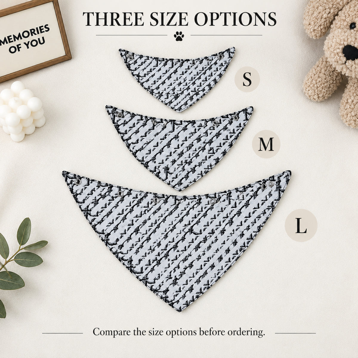 GAVPEPY Polyamide Adjustable Printed Pet Bandana, Sizes S, M, L, Khaki, Pink, for photos, celebrations, walks and everyday pet outfits; a neckwear accessory for everyday outfits, portraits and special occasions image 7 - 07-尺码层级.jpg
