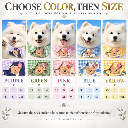 GAVPEPY Polyester Gingham Bear Pet Bib, 6 size options, 5 color or pattern options, for photos, celebrations, walks and everyday pet outfits; a neckwear accessory for everyday outfits, portraits and special occasions image 7 - 07-花色尺码.jpg