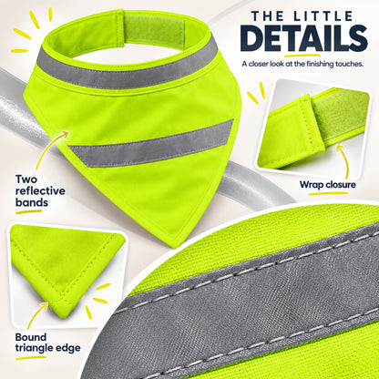 GAVPEPY Polyester Reflective Orange Pet Bandana, Sizes Large, Medium, Small, Orange, Yellow, for photos, celebrations, walks and everyday pet outfits; a neckwear accessory for everyday outfits, portraits and special occasions image 7 - 07-工艺视角.jpg