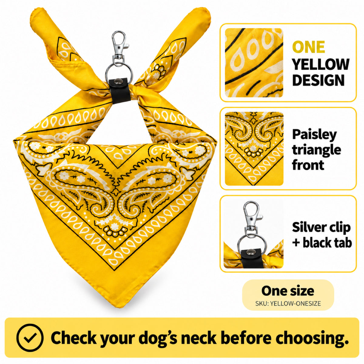 GAVPEPY Polyester Yellow Printed Pet Bandana, Size One Size, Yellow, for photos, celebrations, walks and everyday pet outfits; a neckwear accessory for everyday outfits, portraits and special occasions image 7 - 07-单款购买核对.jpg