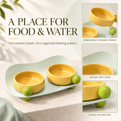 Candy-Color Ceramic Double Pet Bowl Set, 3 Colors, 37 cm, By GAVPEPY image 2 - 1.jpg
