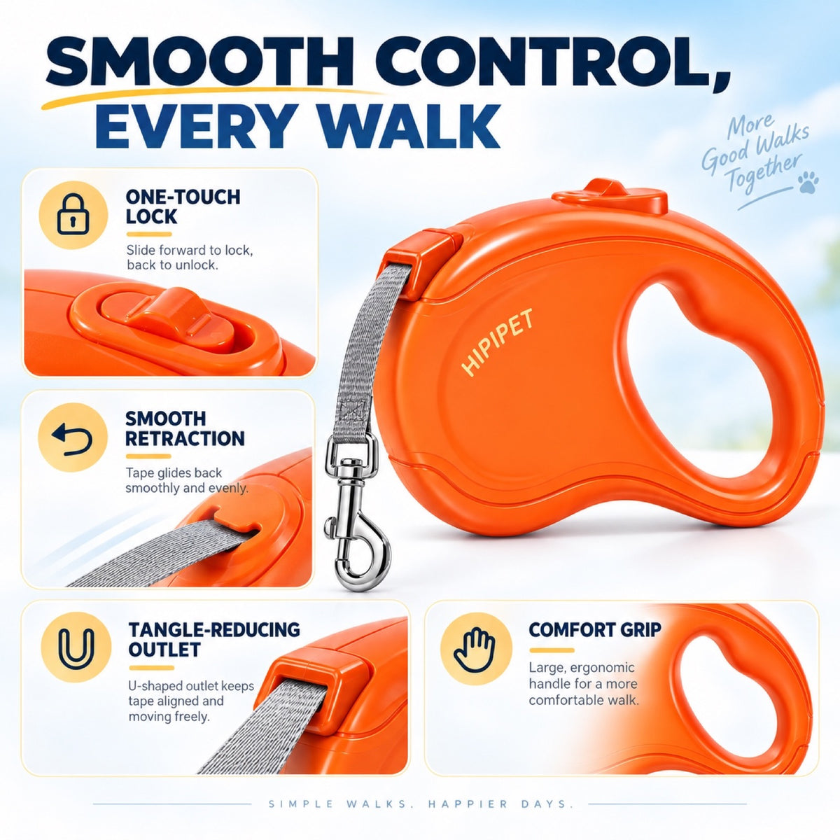 Candy-Color Retractable Dog Leash, 3 Colors and 2 Lengths, By GAVPEPY image 2 - 1.jpg