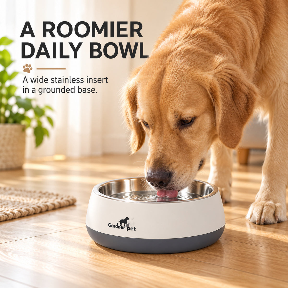 GAVPEPY Stainless Steel Pet Feeding Bowl, 22 cm diameter, Gray, Red or Green exterior, for Everyday Dog and Cat Meals or Water at Home, wide open bowl with colored outer base; a practical feeding setup for daily pet-care routines image 2 - 1.jpg