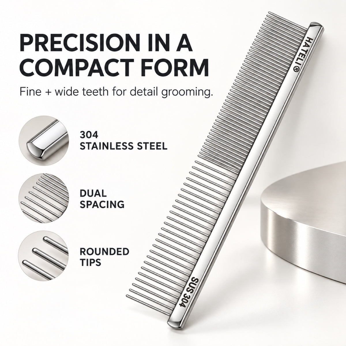 304 Stainless Steel Pet Face Comb, 2 Pin Lengths, By GAVPEPY image 2 - 1.jpg