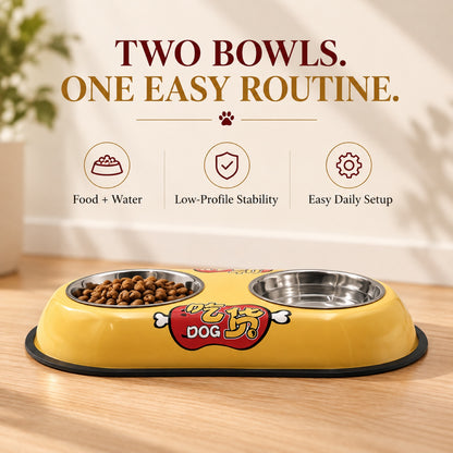 Foodie-Print Double Pet Bowl, 2 Sizes, By GAVPEPY image 2 - 1.jpg