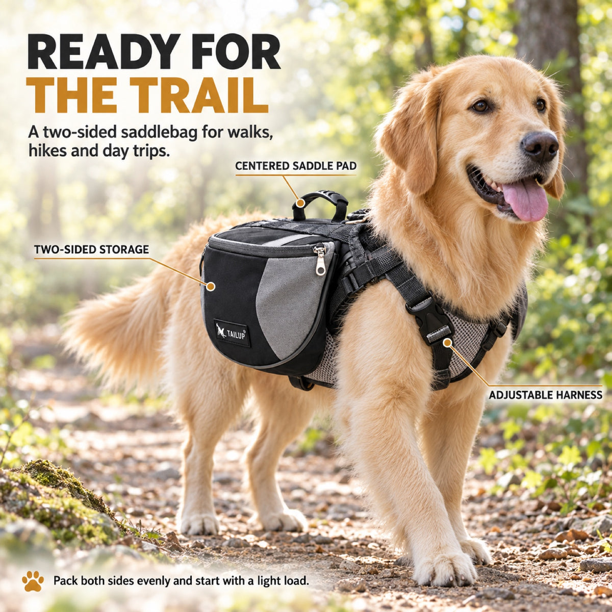Dog Saddle Backpack, 3 Sizes and 2 Finishes, By GAVPEPY image 2 - 1.jpg