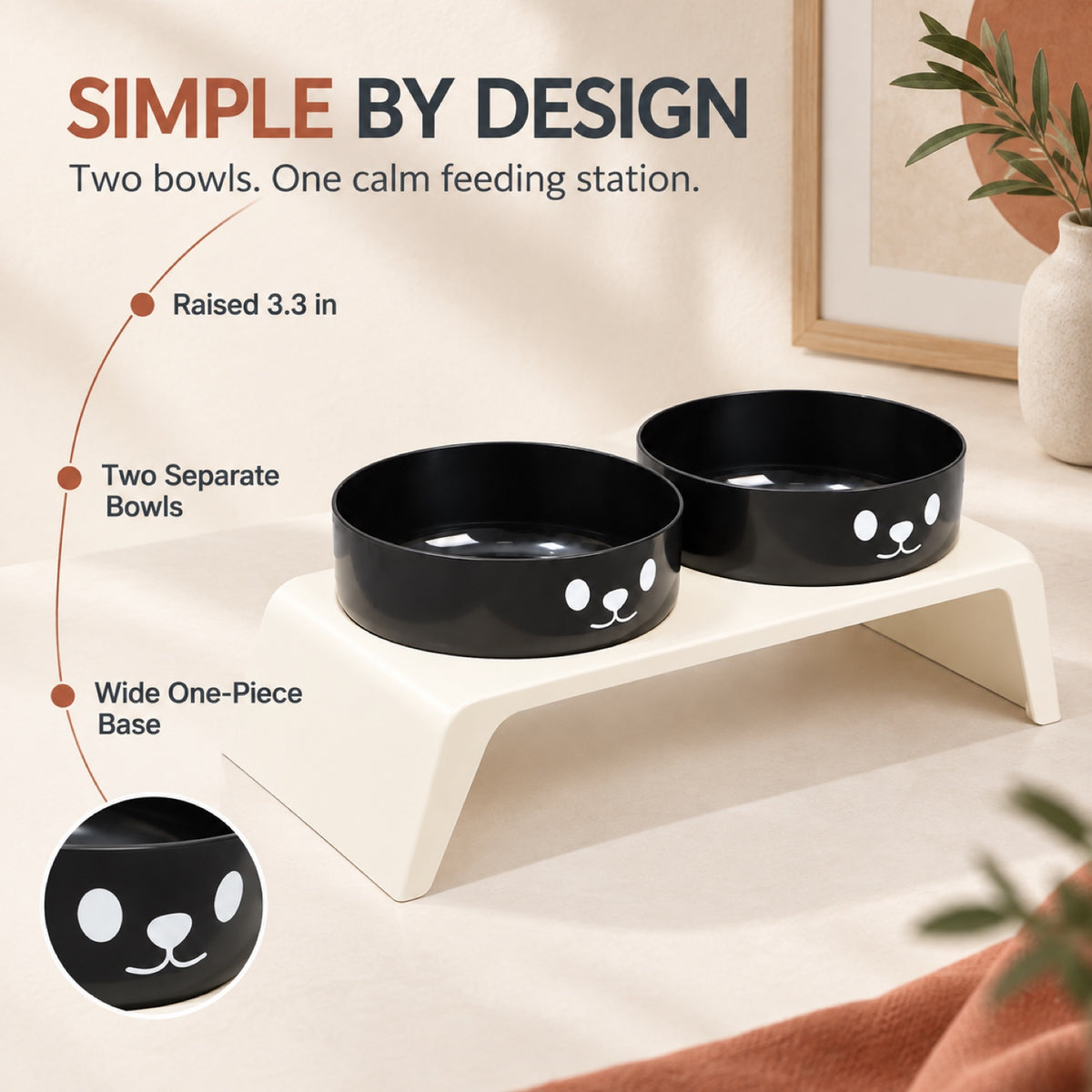 Cat-Face Double Pet Bowl, 2 Colors, By GAVPEPY image 2 - 1.jpg