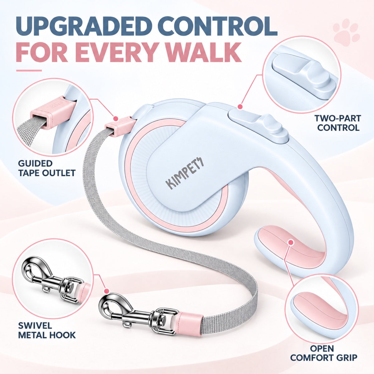 Upgraded Two-Tone Retractable Dog Leash, 6 Colors, By GAVPEPY image 2 - 1.jpg