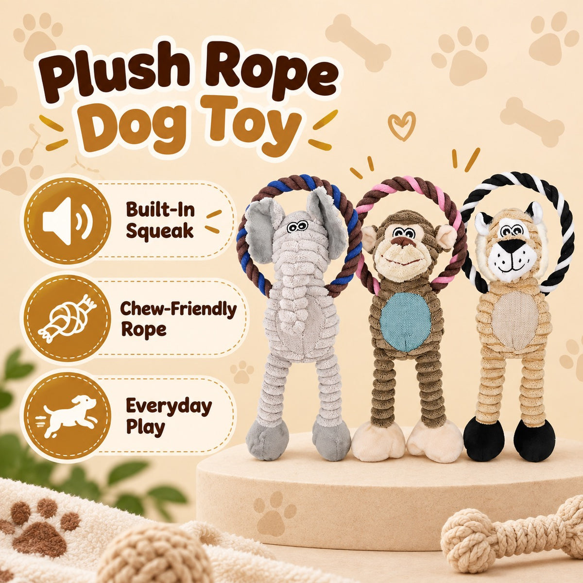 Plush Fabric Plush Squeaky Dog Toy, 3 Styles, By GAVPEPY image 2 - 1.jpg