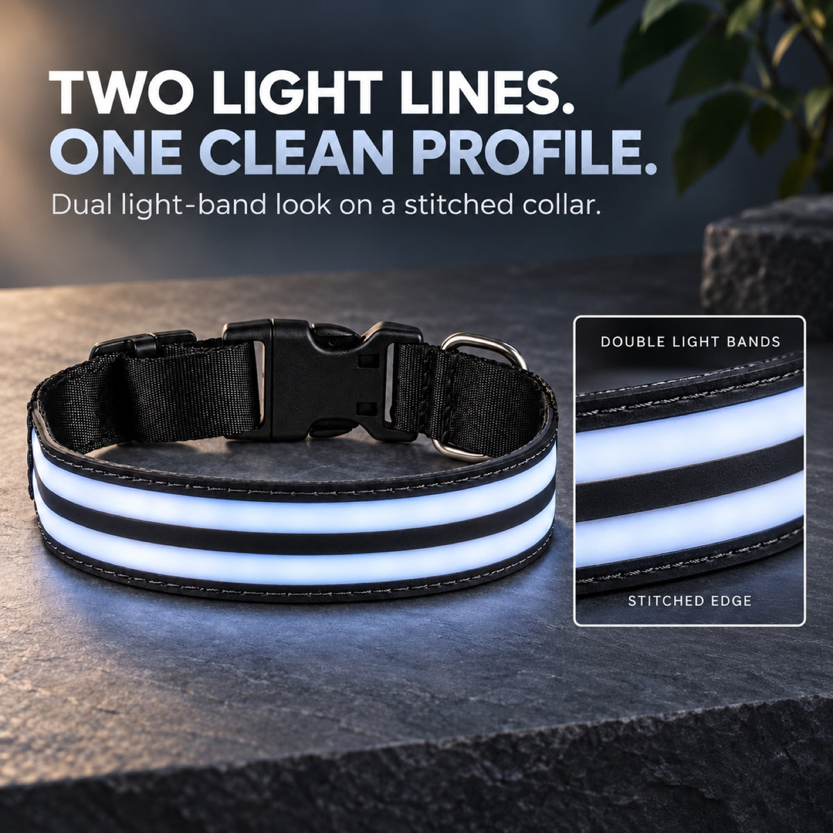 GAVPEPY Nylon Light-Up Dog Collar, Sizes XS, S, M, L, 5 color or pattern options, for neighborhood walks, park visits and daily dog wear; an adjustable neckwear option for supervised walks and everyday outings image 1 - 1.jpg