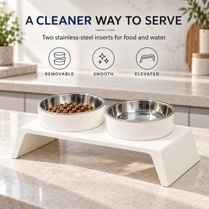 Solid-Color Stainless Steel Double Pet Bowl, 2 Colors, By GAVPEPY image 2 - 1.jpg