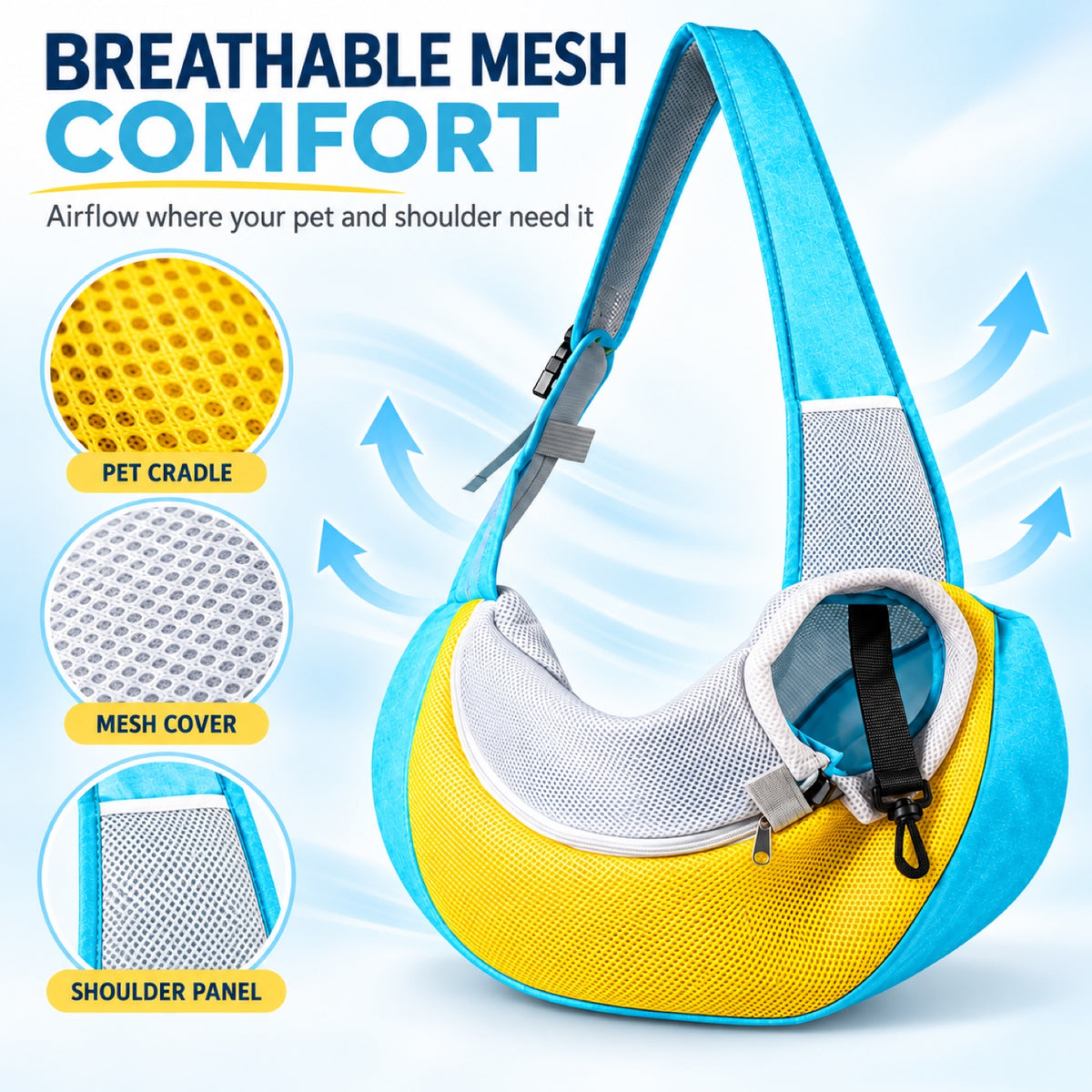 Mesh Pet Sling Carrier, 7 Colors and 2 Sizes, By GAVPEPY image 2 - 1.jpg