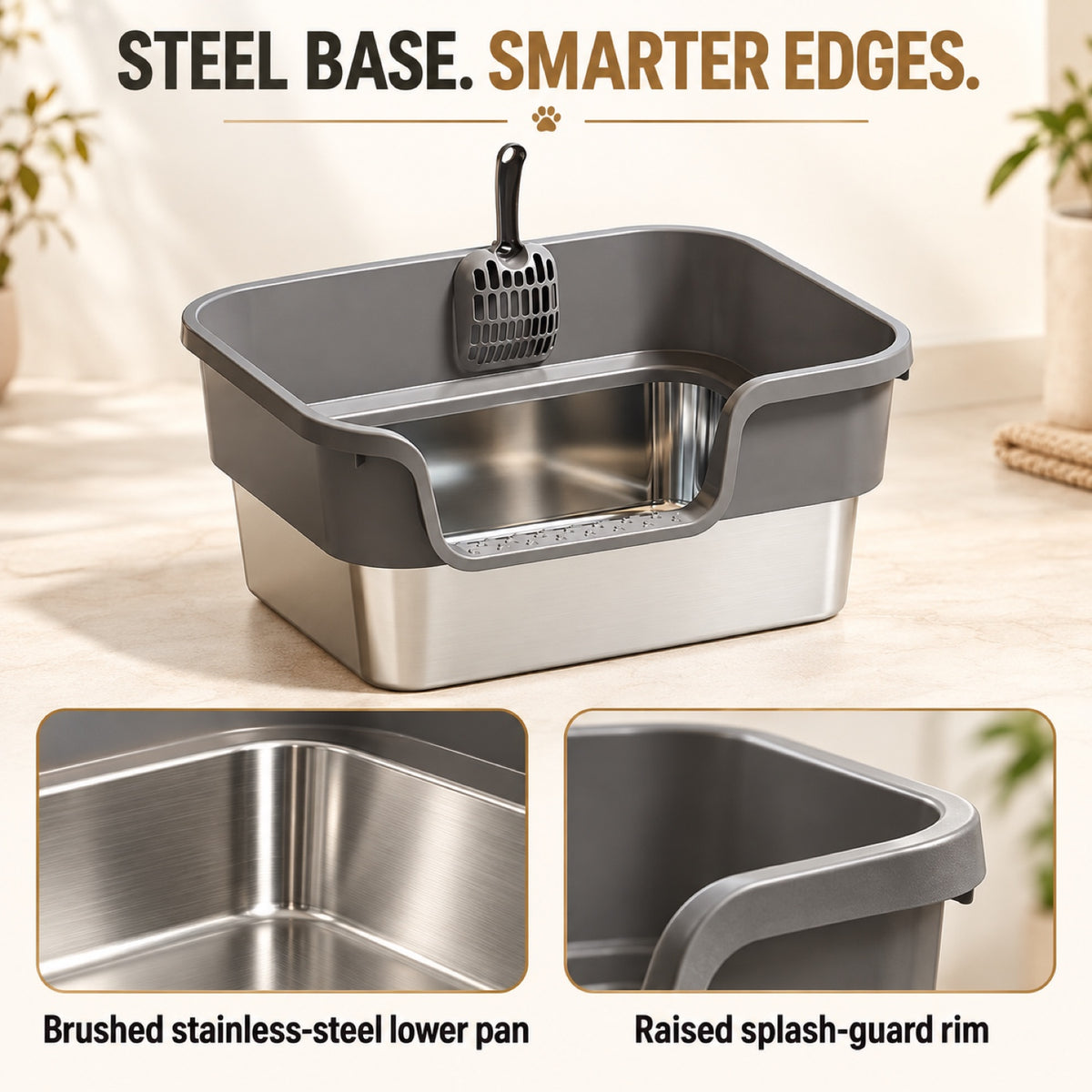 GAVPEPY Extra Large Stainless Steel Top-Entry Cat Litter Box, 18 Options image 2 - 1.jpg