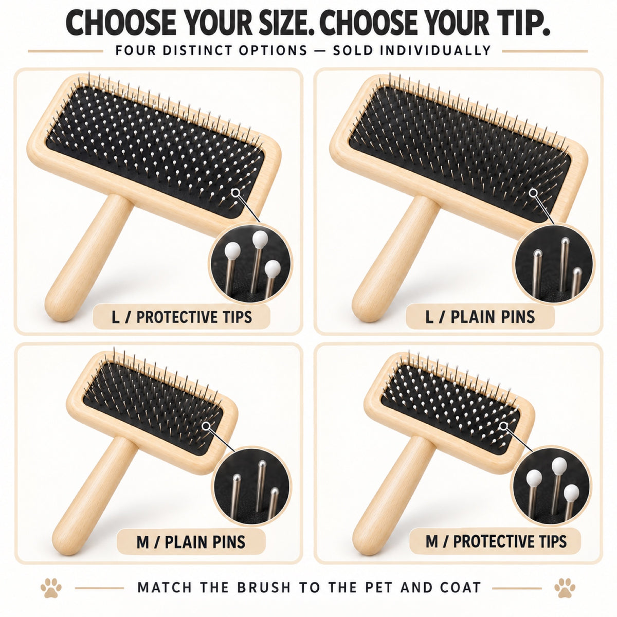 Beechwood Cushion Pet Slicker Brush, 2 Sizes, By GAVPEPY image 2 - 1.jpg