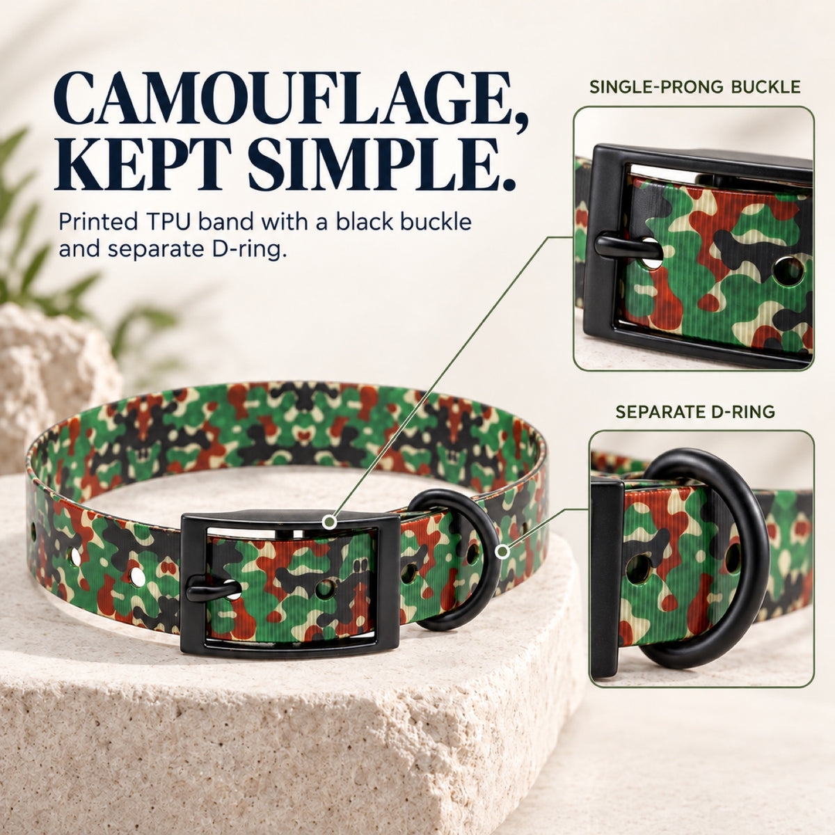 GAVPEPY TPU Camouflage Dog Collar, Size One Size, Muted Olive Rust Camo, Red Green Camo, Forest Green Camo, Tan Brown Camo, for daily dog walks and outdoor wear; adjustable neckwear with the selected finish and fit shown in the product photos image 1 - 1.jpg