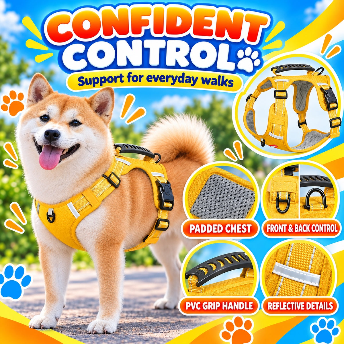 Adjustable Dog Harness Vest, 3 Colors and 5 Sizes, By GAVPEPY image 2 - 1.jpg